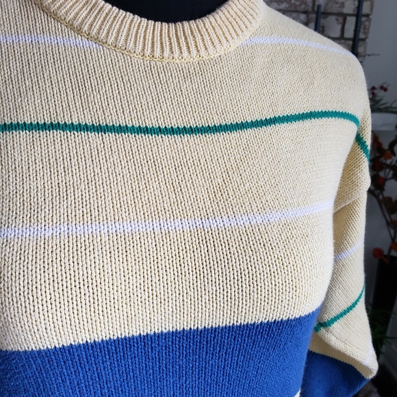 Knit Sweater Men's Women's Preppy Korea Top Retro 80s Style - Picture 3 of 6